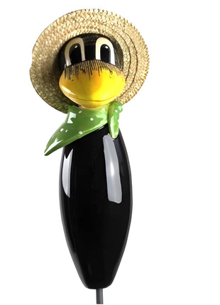 Raven with and straw hat and green scarf from Goose and Company