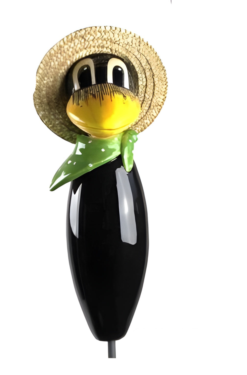 Raven with and straw hat and green scarf from Goose and Company